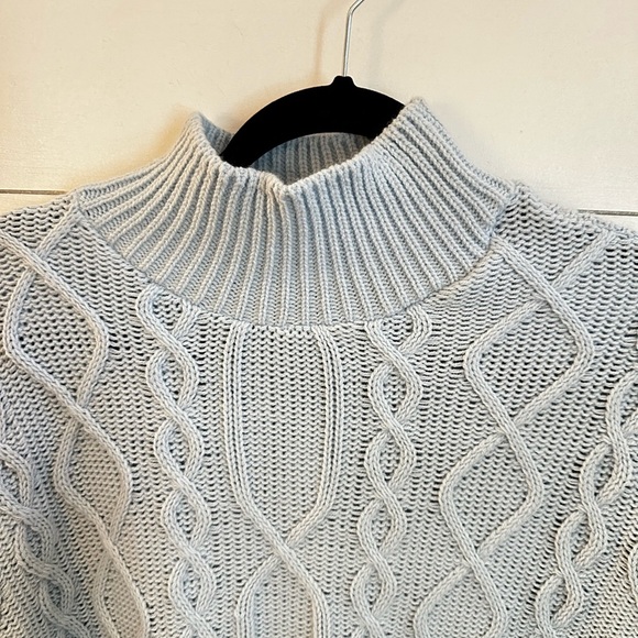 NWT MERSEA LIBSON TRAVELER OS sky blue Mock knit soft cozy acrylic coastal boho - Picture 7 of 14